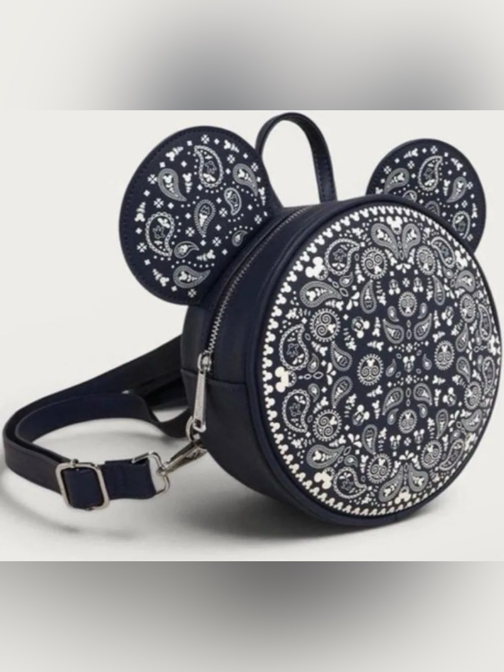 Loungefly Navy Paisley Bandana Mickey Ears Mini Backpack *NWT